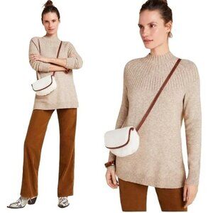 By Anthropologie Tan Welford Viscose Soft High Neck Pullover Sweater Tunic Small